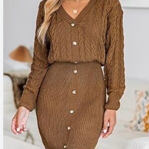 CUPSHE Cable Knit Button-Down Dress New without tags